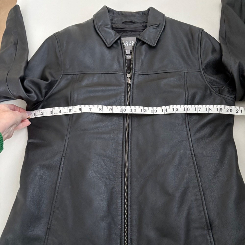 Wilsons Leather Jacket Black Thinsulate Ultra Insulated Zip Up Womens LG Biker - Picture 6 of 13